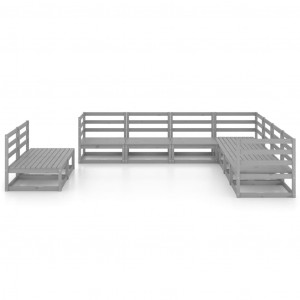 9 pcs conjunto lounge de jardim pinho sólido cinzento H