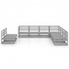 Juego de muebles de jardín 9 piezas gris madera maciza de pino 2
