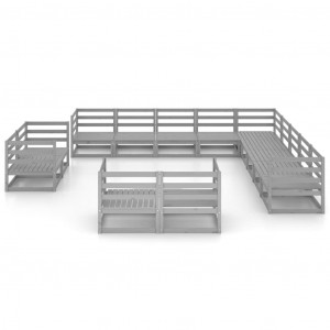 13 pcs conjunto lounge de jardim pinho maciço H