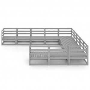 11 pcs conjunto lounge de jardim pinho maciço H