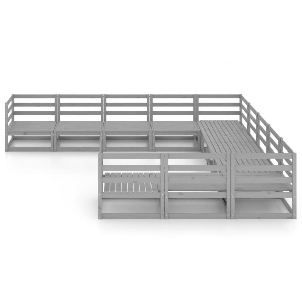 11 pcs conjunto lounge de jardim pinho maciço M 2