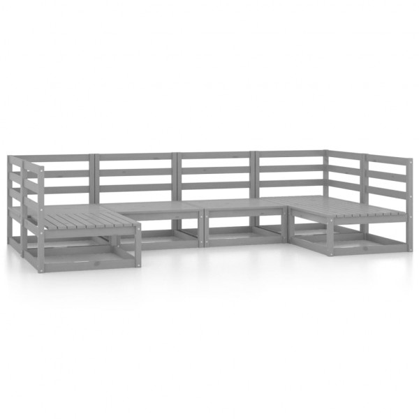 6 pcs conjunto lounge de jardim pinho maciço D