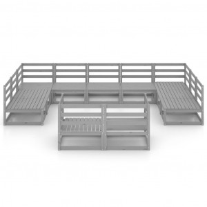 11 pcs conjunto lounge de jardim pinho maciço H