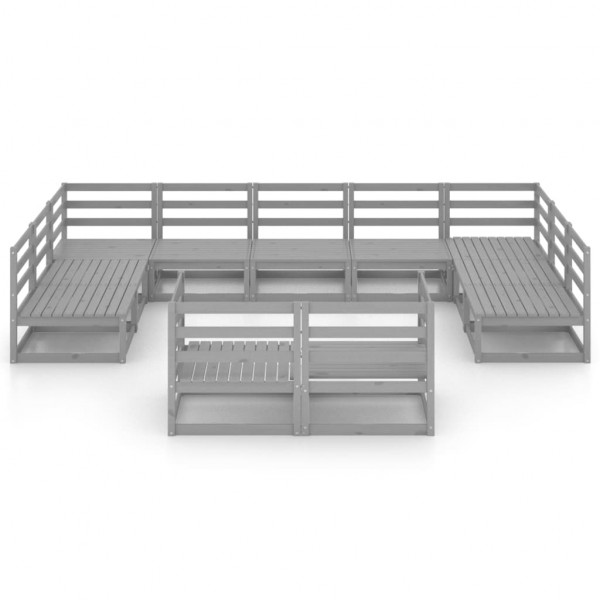 11 pcs conjunto lounge de jardim pinho maciço M 2