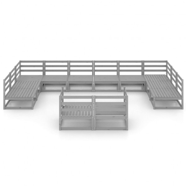 Juego de muebles de jardín 12 piezas madera pino maciza M 2