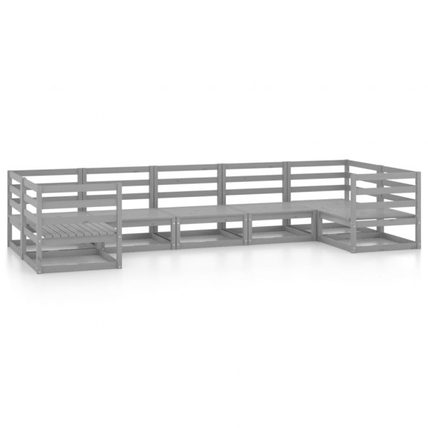 7 pcs conjunto lounge de jardim pinho maciço D