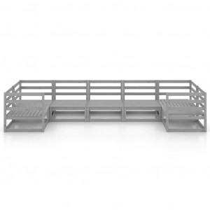 7 pcs conjunto lounge de jardim pinho maciço H