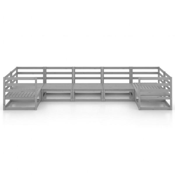 7 pcs conjunto lounge de jardim pinho maciço M 2