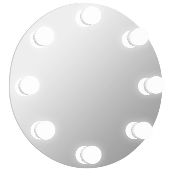 Espejo de pared sin marco con luces LED redondo de vidrio M 2