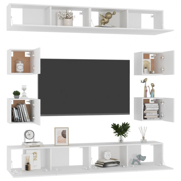 8 pcs conjunto de móveis de TV contraplacado branco M 3