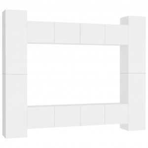 8 pcs conjunto de móveis de TV contraplacado branco H