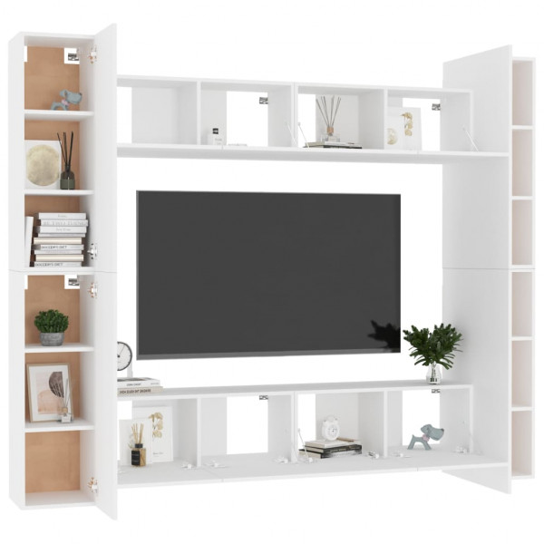 8 pcs conjunto de móveis de TV contraplacado branco M 3