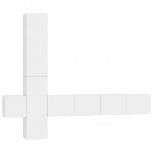 5 pcs conjunto de móveis de TV derivados de madeira branco H