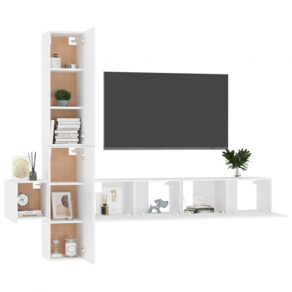Juego de mueble para TV de 5 piezas aglomerado blanco M 3