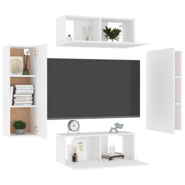 Juego de mueble para TV de 4 piezas aglomerado blanco M 3