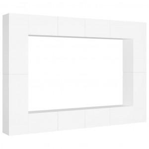 8 pcs conjunto de móveis de TV derivados de madeira branco H