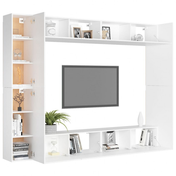 Juego de mueble para TV de 8 piezas aglomerado blanco M 3