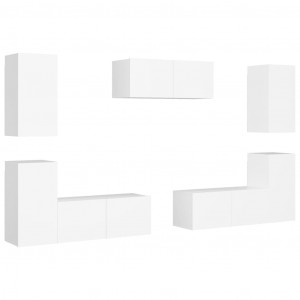 Juego de mueble para TV de 7 piezas aglomerado blanco H