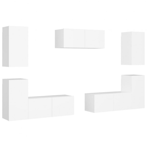 Juego de mueble para TV de 7 piezas aglomerado blanco M 2