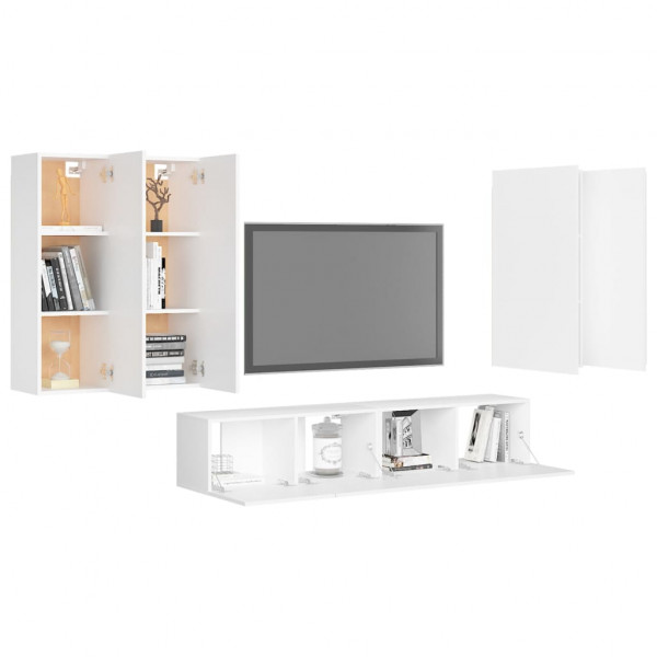 Juego de mueble para TV de 6 piezas aglomerado blanco M 3