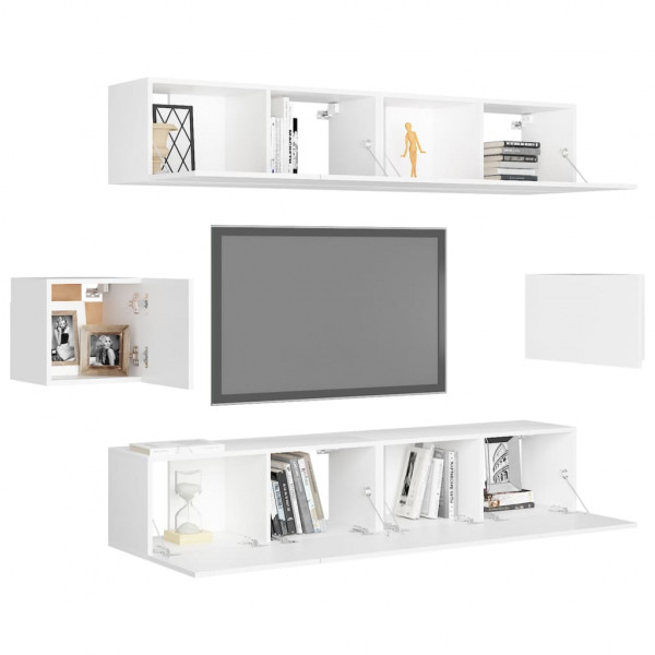 Set de muebles de salón TV 6 piezas madera de ingeniería blanco M 3