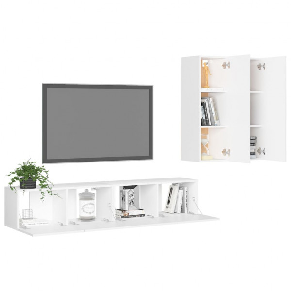 Juego de mueble para TV de 4 piezas aglomerado blanco M 3