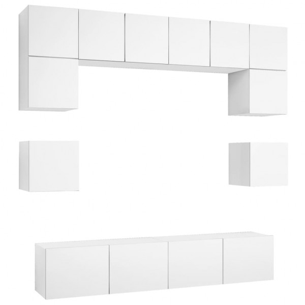 Juego de mueble para TV de 8 piezas aglomerado blanco M 2