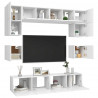 Juego de mueble para TV de 8 piezas aglomerado blanco 3