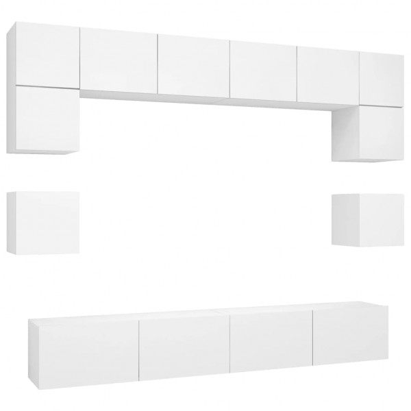 8 pcs conjunto de móveis de TV derivados de madeira branco M 2