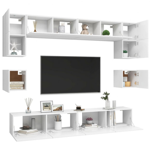 Juego de mueble para TV de 8 piezas aglomerado blanco M 3
