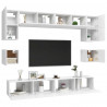 Juego de mueble para TV de 8 piezas aglomerado blanco 3