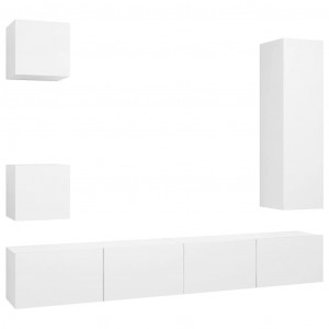 5 pcs conjunto de móveis de TV derivados de madeira branco H