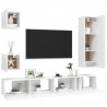 Set de muebles de salón TV 5 piezas madera de ingeniería blanco 3