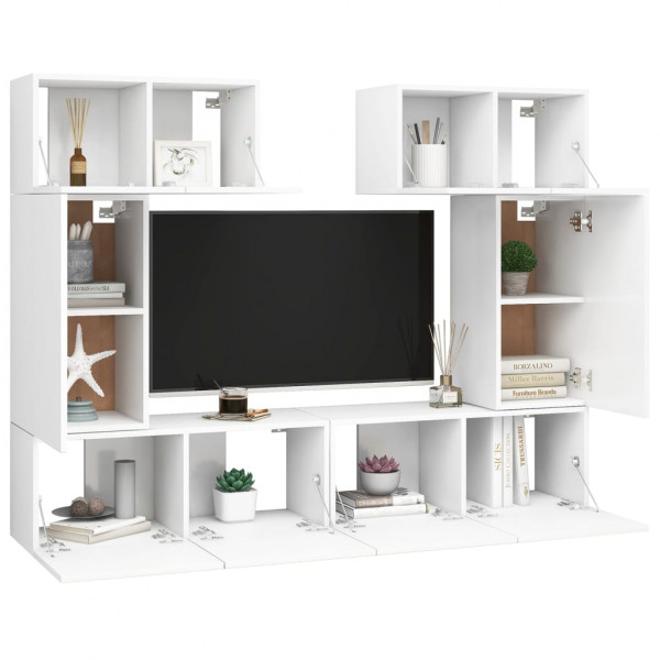 Juego de mueble para TV de 6 piezas aglomerado blanco M 3