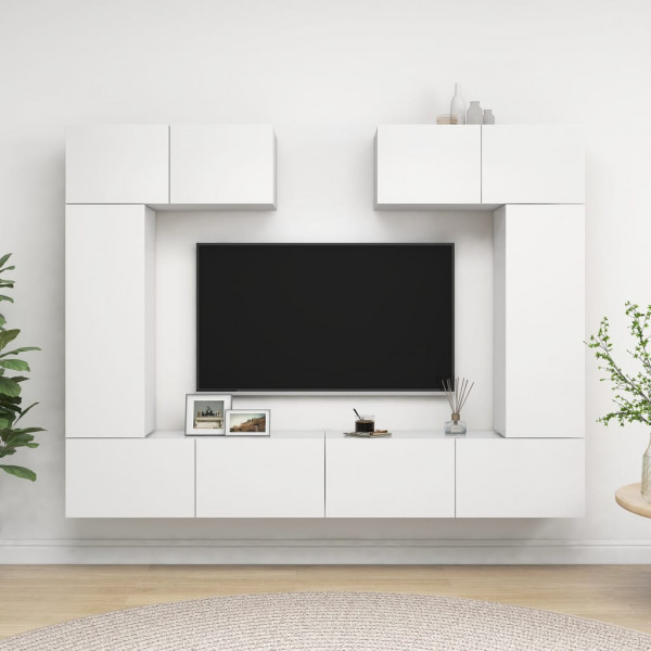 Juego de mueble para TV de 6 piezas aglomerado blanco D