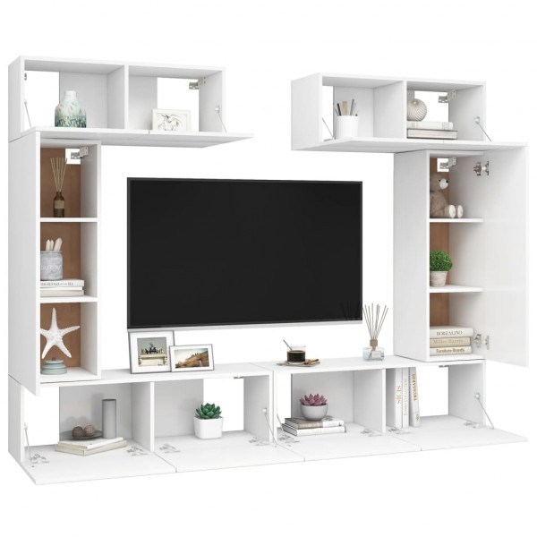 Juego de mueble para TV de 6 piezas aglomerado blanco M 3