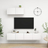 Mueble de TV 3 piezas de madera contrachapada blanco 1