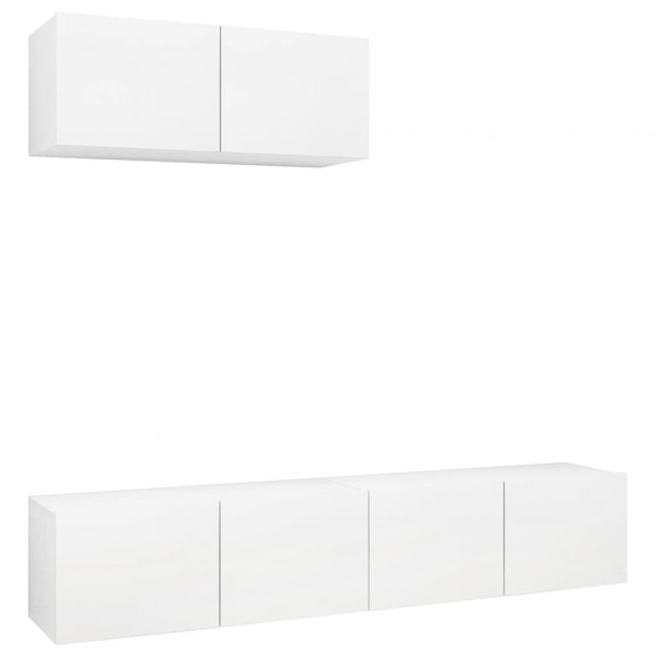 Mueble de TV 3 piezas de madera contrachapada blanco M 2