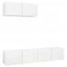 Mueble de TV 3 piezas de madera contrachapada blanco 2