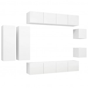 Juego de mueble para TV de 8 piezas aglomerado blanco H