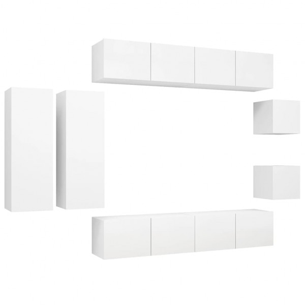 Juego de mueble para TV de 8 piezas aglomerado blanco M 2