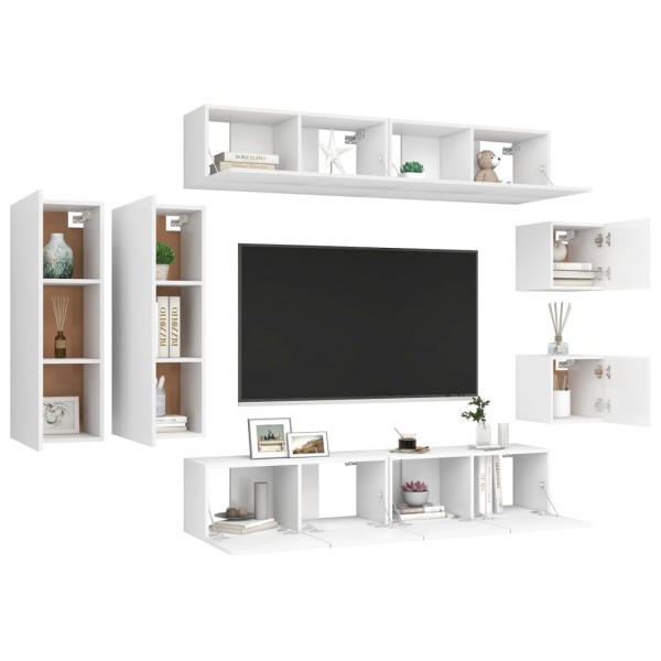 Juego de mueble para TV de 8 piezas aglomerado blanco M 3