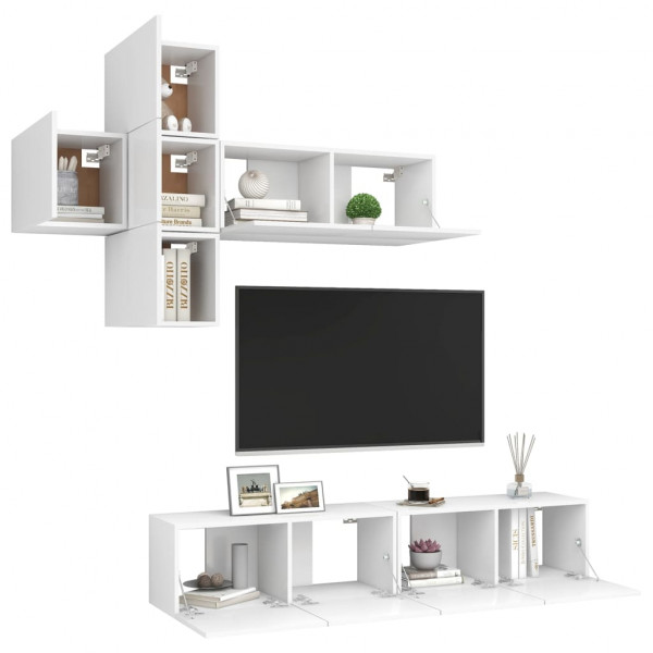 Set de muebles de salón TV 7 piezas madera de ingeniería blanco M 3