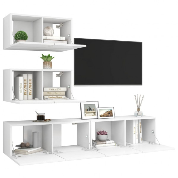 Juego de mueble para TV de 4 piezas aglomerado blanco M 3