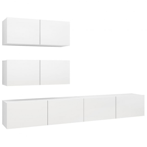 Set de muebles de salón TV 4 piezas madera de ingeniería blanco M 2