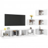 6 pcs conjunto de móveis de TV contraplacado branco 3