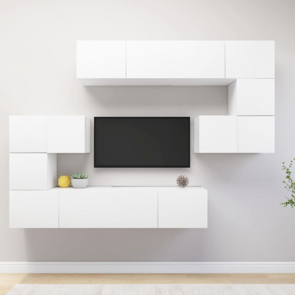 Juego de mueble para TV de 8 piezas aglomerado blanco D