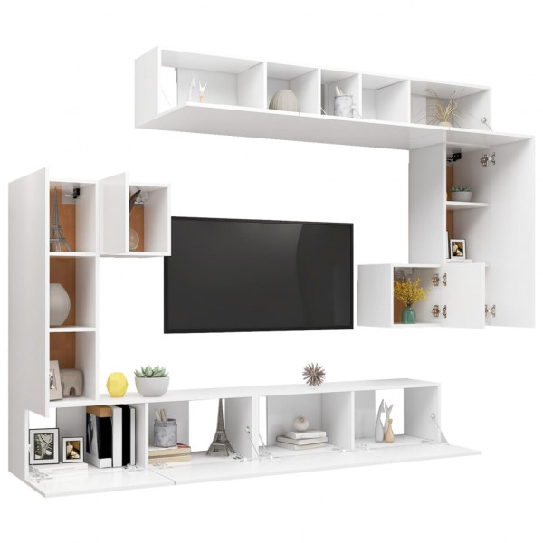 Conjunto móveis de TV 8 pcs derivados de madeira branco M 3