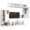 Conjunto móveis de TV 8 pcs derivados de madeira branco 3