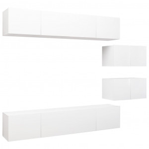 Juego de mueble para TV de 6 piezas aglomerado blanco H